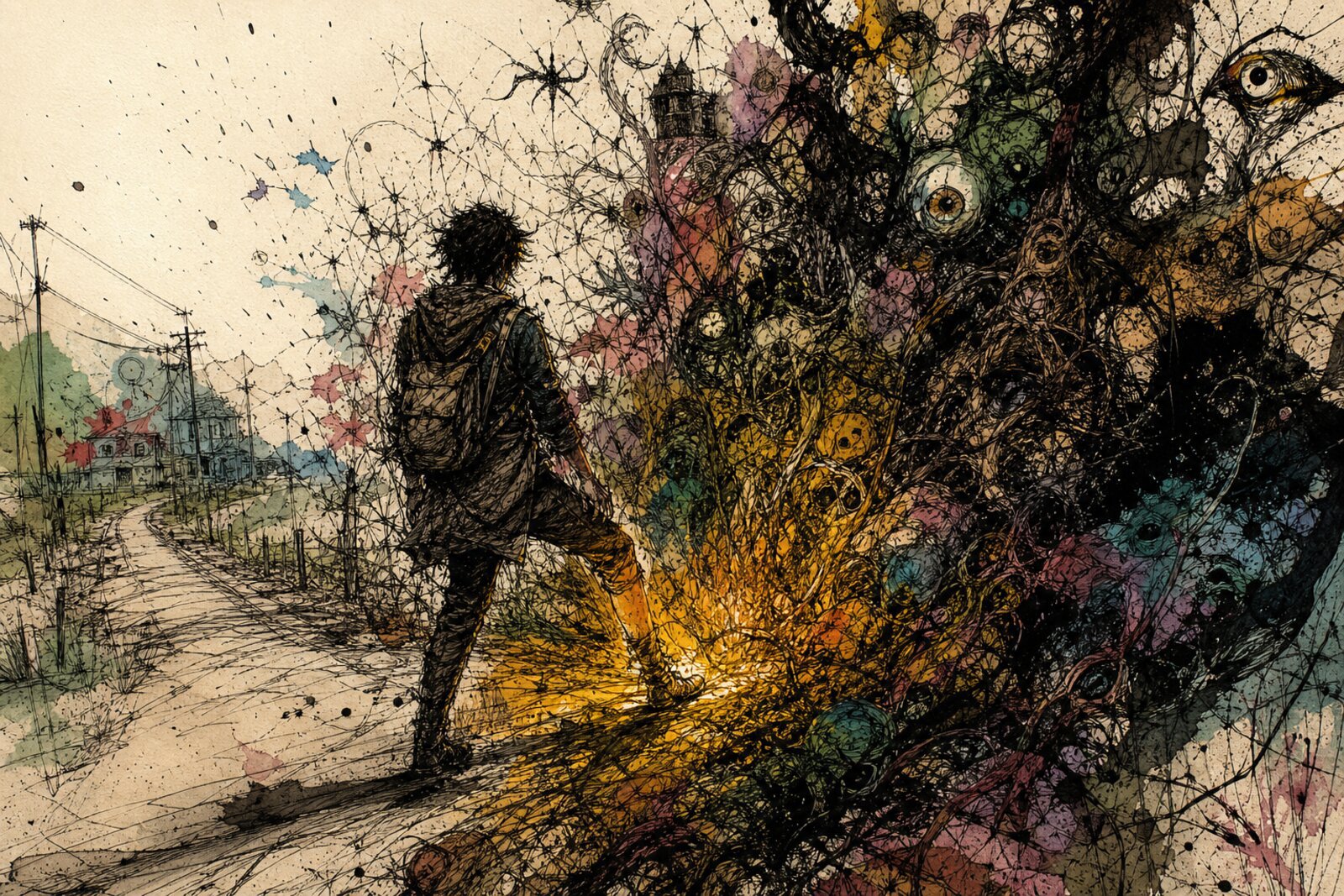A person standing at the edge of a vast unfamiliar landscape, looking out, not back