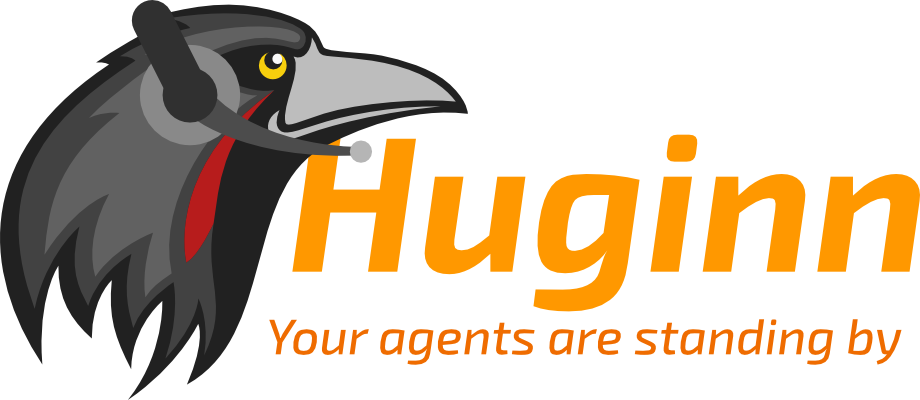 Huginn project logo. It's a raven with a headset on. Text next to it reads Huginn: Your agents are standing by