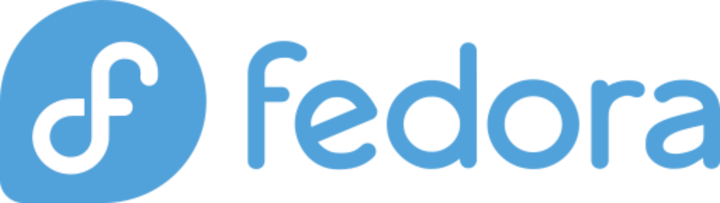 Logo for the Fedora Project. Transparent background, mostly light blue minimalist art, with a splash of white fill inside of the logo itself. On the left is a teardrop shape with the stylized 'f' in the middle. Next to it is the word 'fedora' in all lower-case.