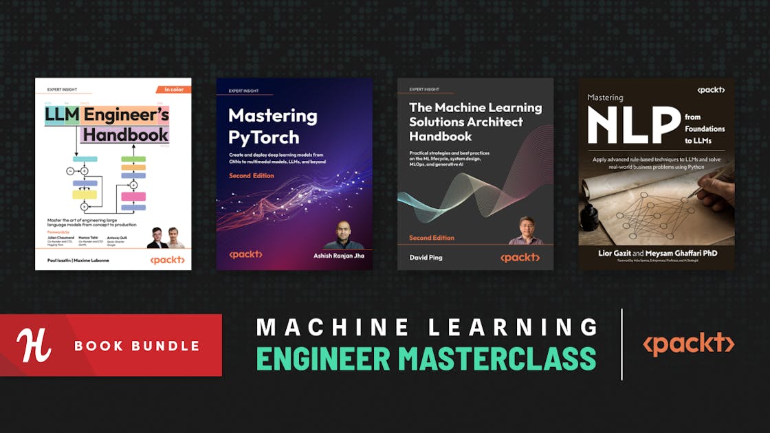 Promotional art for the Humble Tech Book Bundle: Machine Learning Engineer Masterclass by Packt